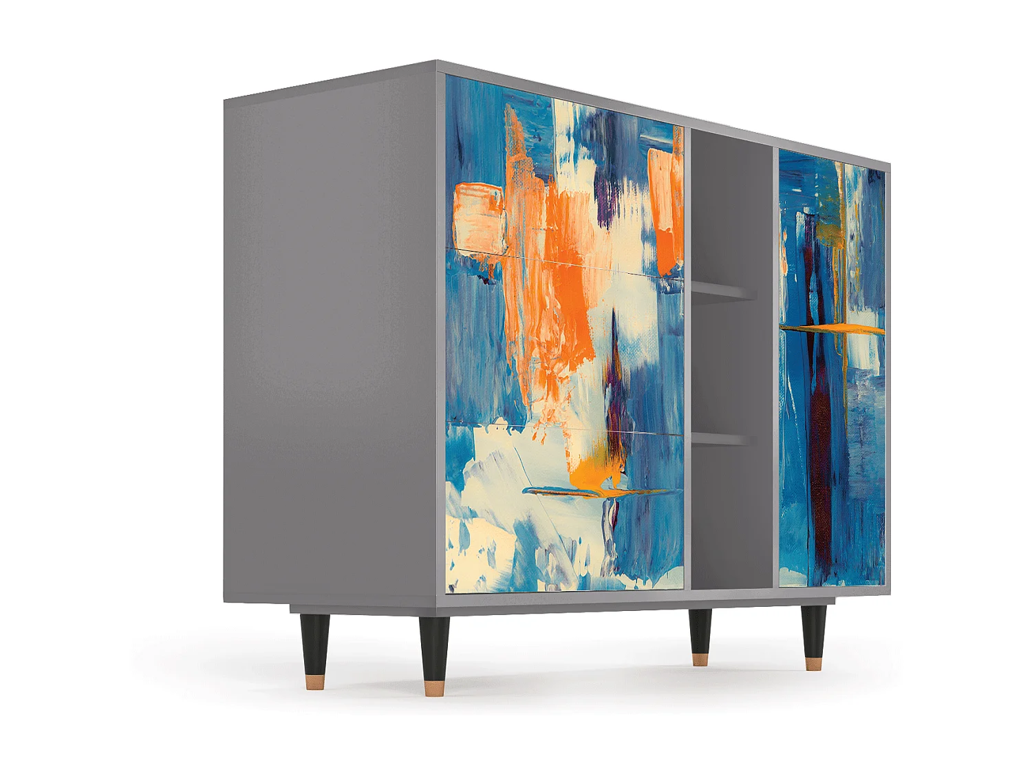 Kredens - 125x98x48 cm - BS2 - Abstract Expressionism, Szary