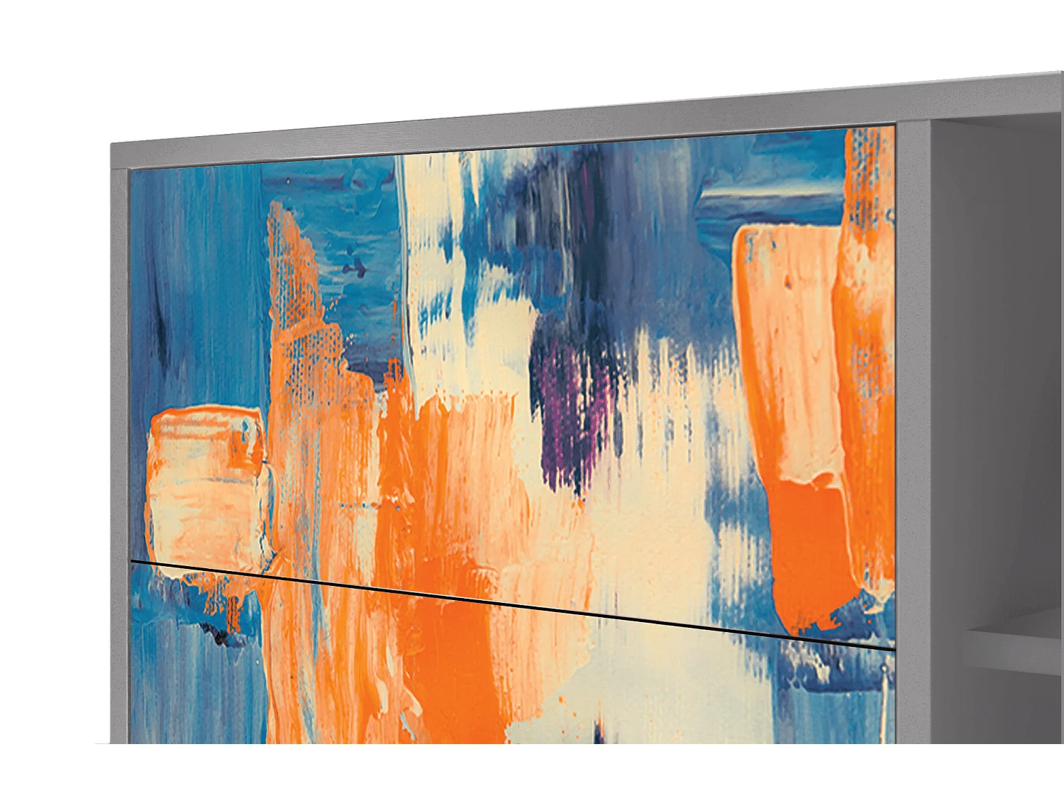 Kredens - 125x98x48 cm - BS2 - Abstract Expressionism, Szary