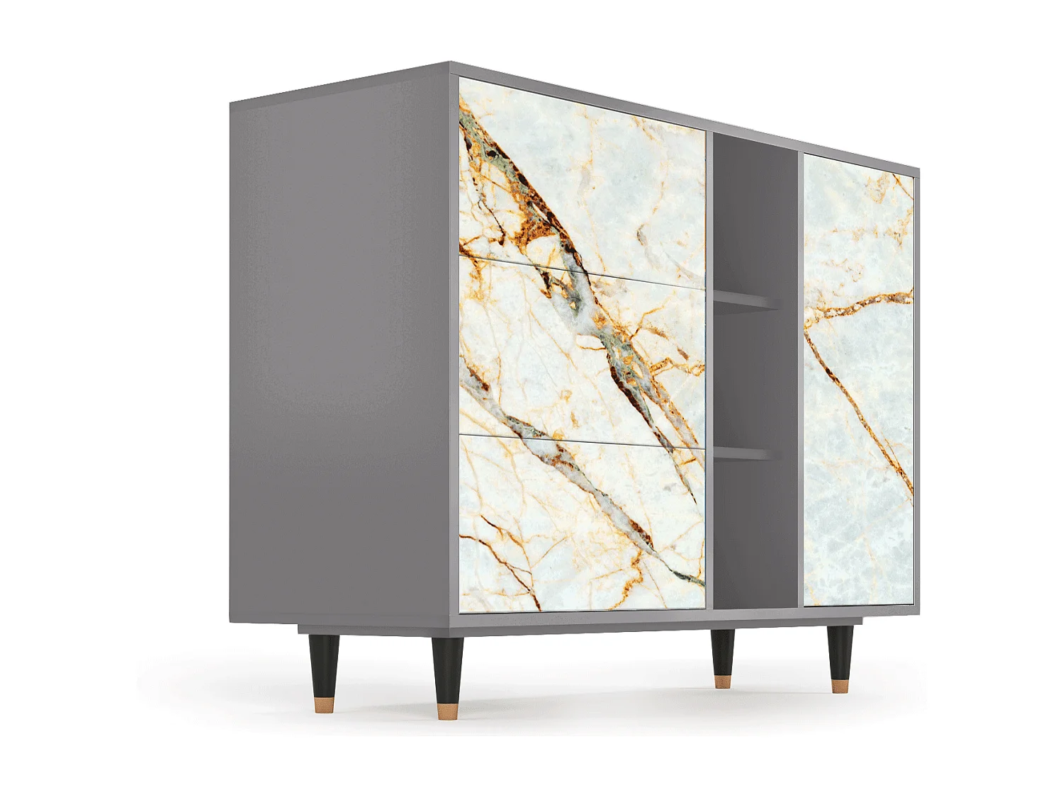 Buffet - 125x98x48 cm - BS2 - Sabley Marble, Gris