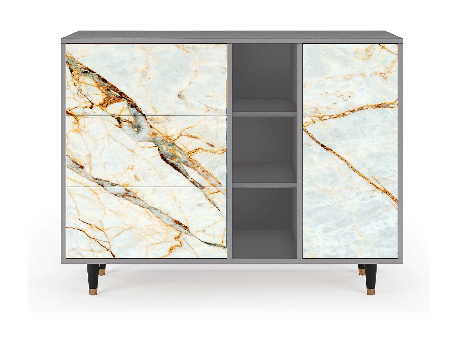 Buffet - 125x98x48 cm - BS2 - Sabley Marble, Gris