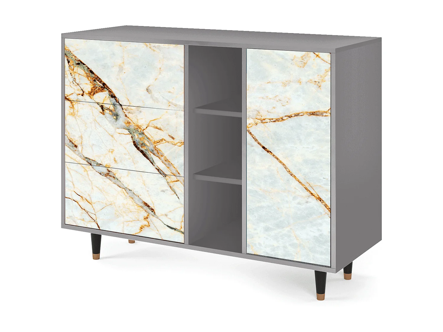Buffet - 125x98x48 cm - BS2 - Sabley Marble, Gris