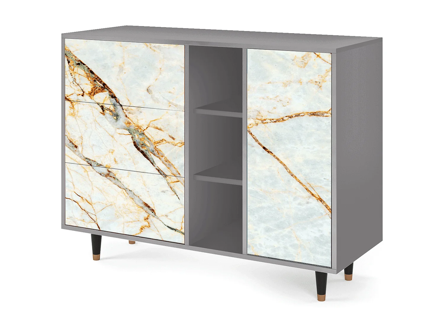Buffet - 125x98x48 cm - BS2 - Sabley Marble, Gris