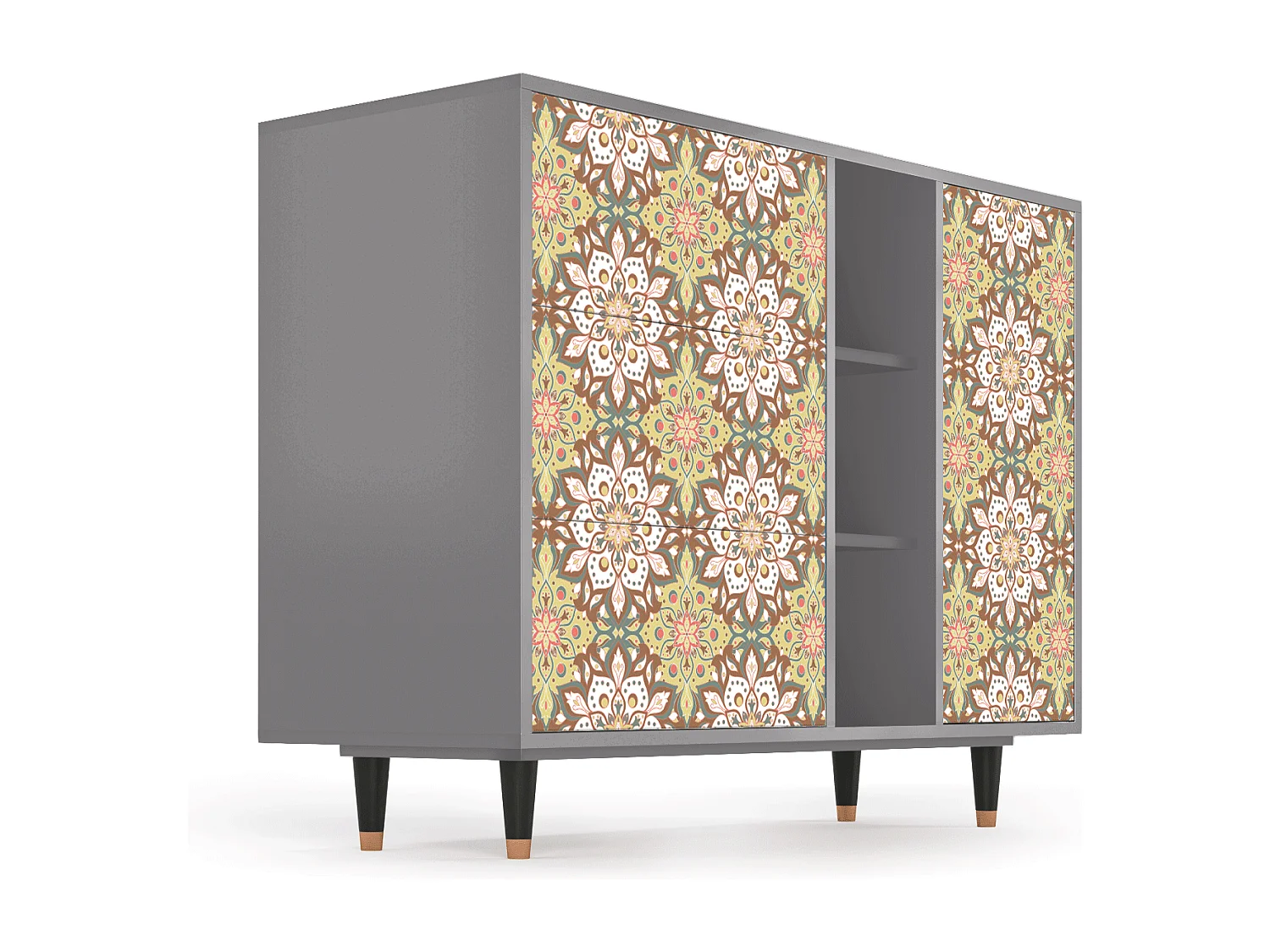 Kredens - 125x98x48 cm - BS2 - Chinese Tea, Szary