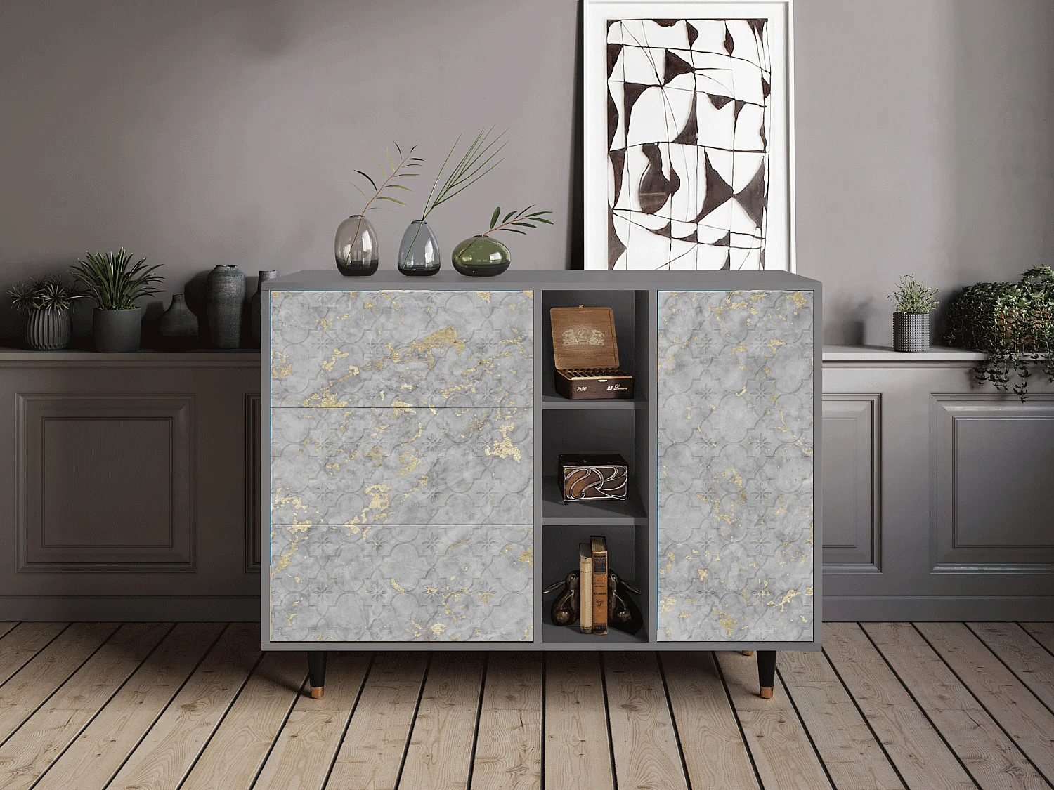 Buffet - 125x98x48 cm - BS2 - Mariana Trench, Gris
