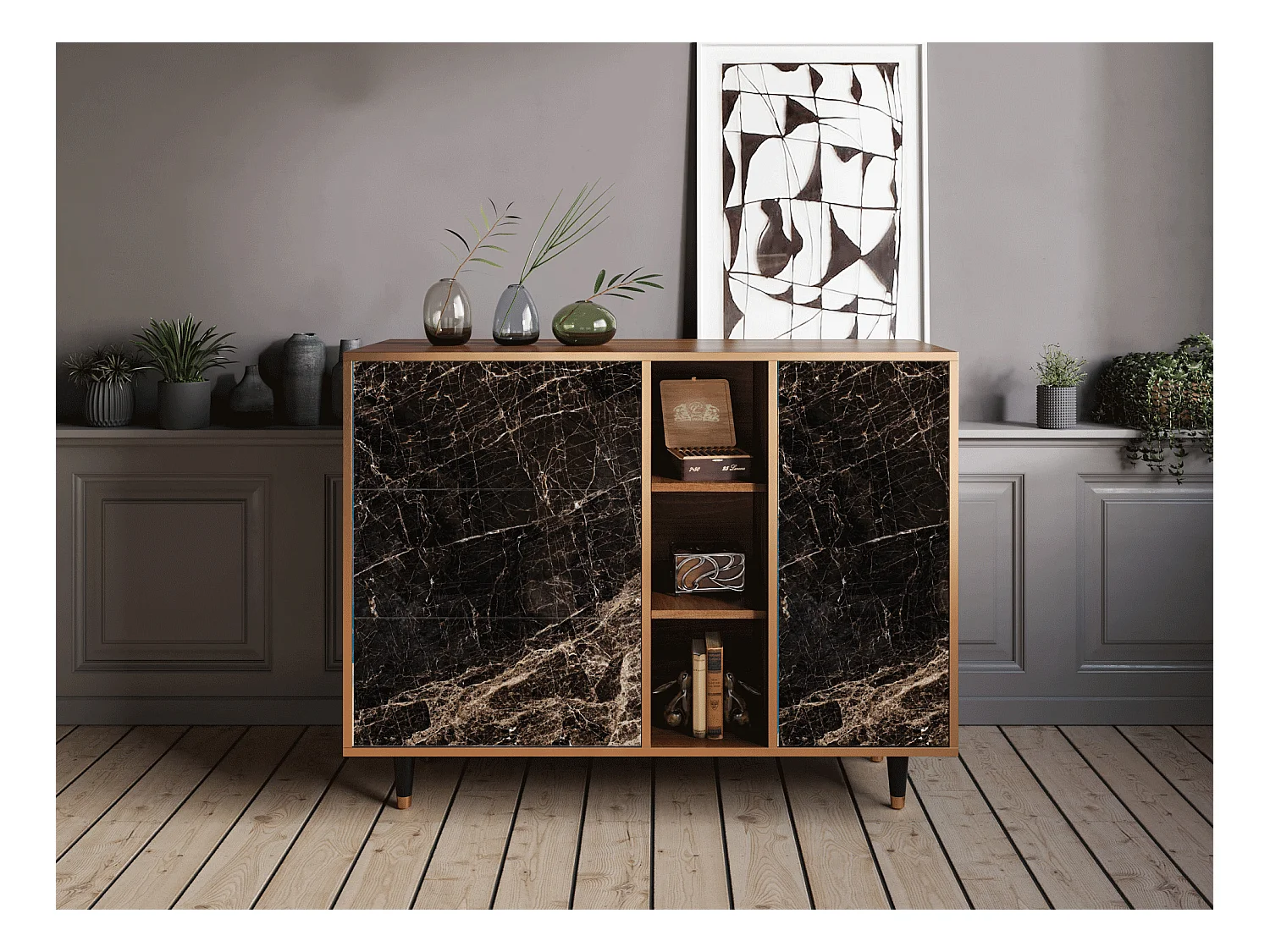 Buffet - 125x98x48 cm - BS2 - Night Abyss, Noyer