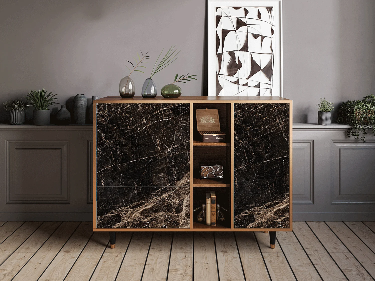 Buffet - 125x98x48 cm - BS2 - Night Abyss, Noyer