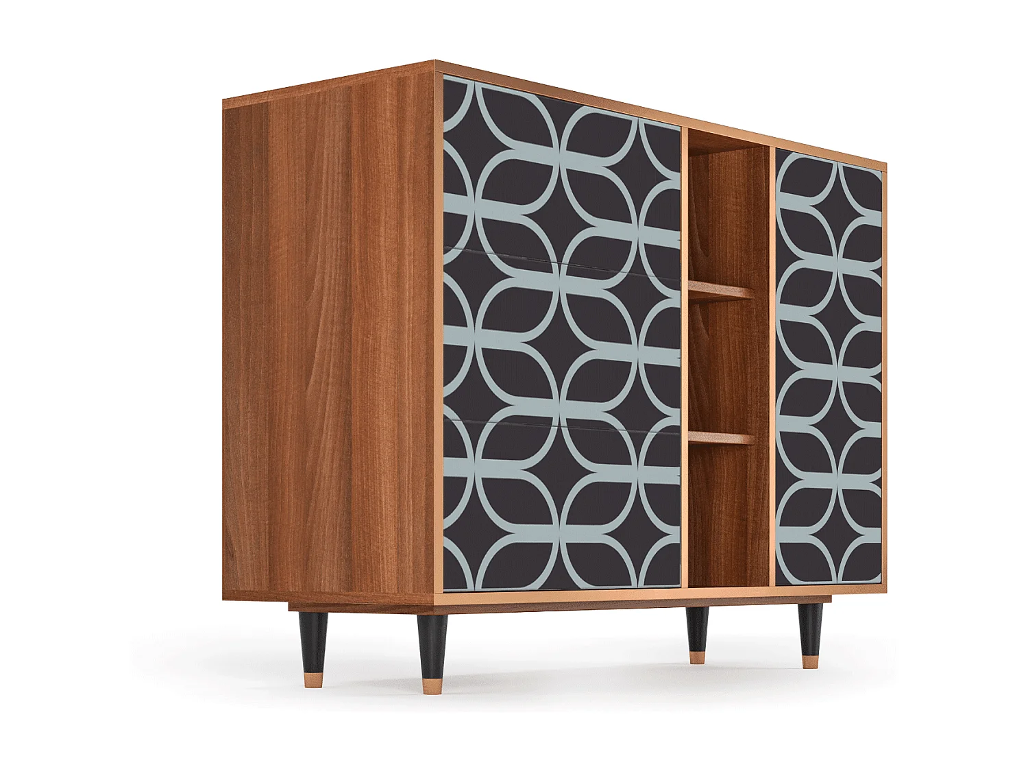 Credenza - 125x98x48 cm - BS2 - Braided Blue, Noce