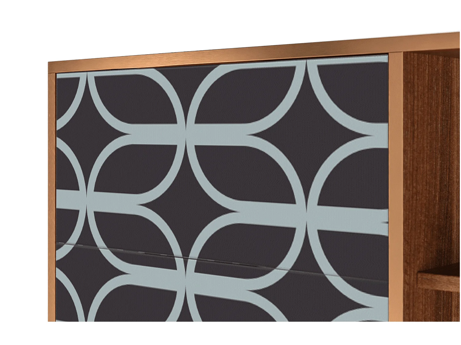 Credenza - 125x98x48 cm - BS2 - Braided Blue, Noce