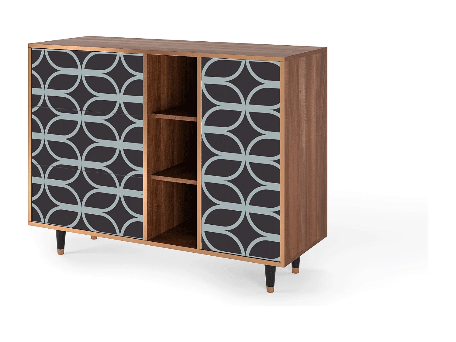 Buffet - 125x98x48 cm - BS2 - Braided Blue, Noyer