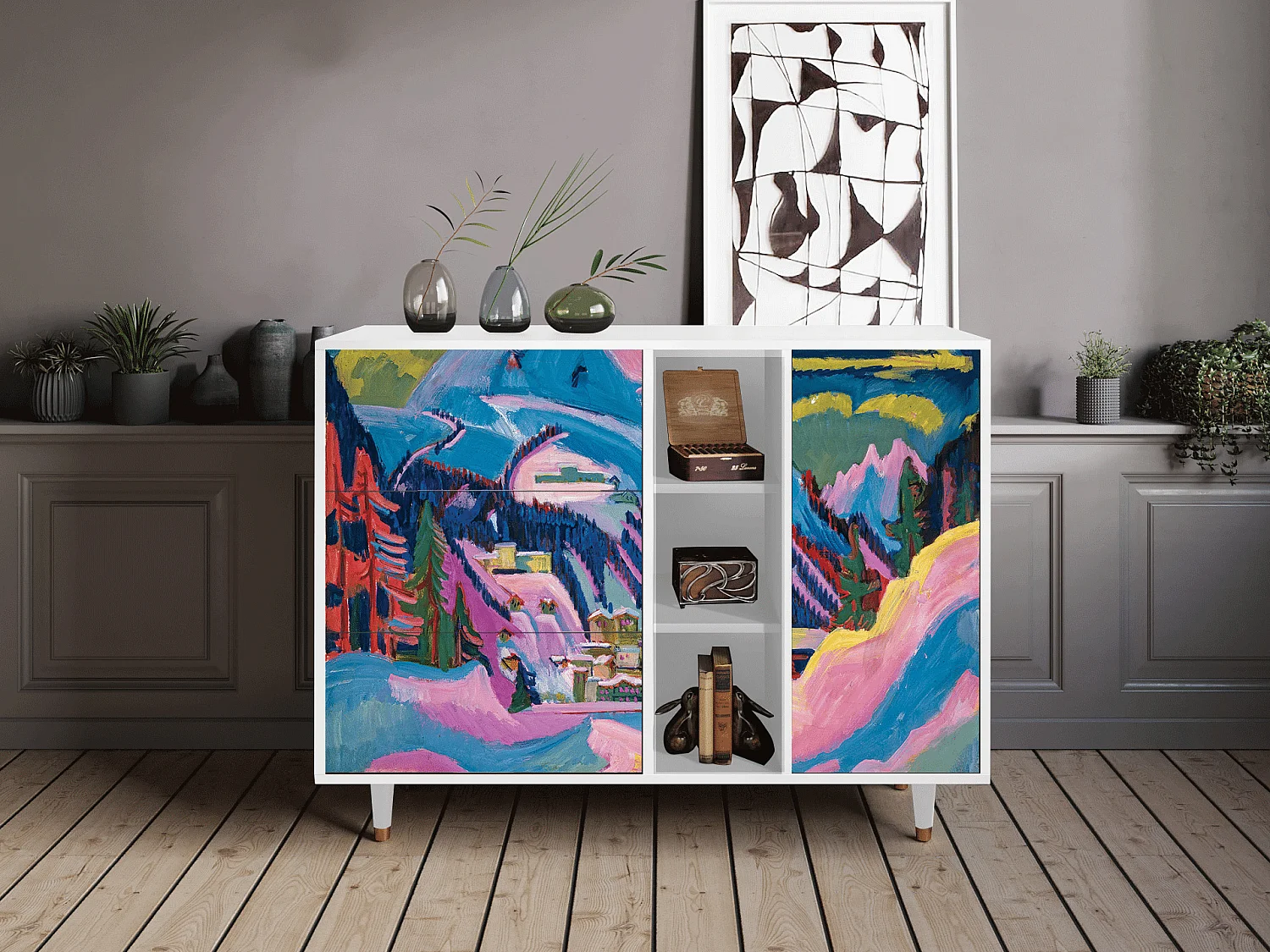 Buffet - 125x98x48 cm - BS2 - Davos Winter, Blanc