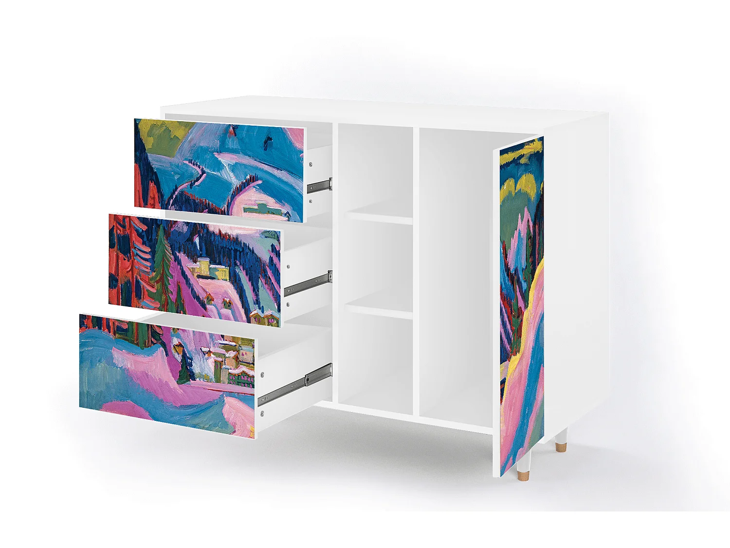 Buffet - 125x98x48 cm - BS2 - Davos Winter, Blanc