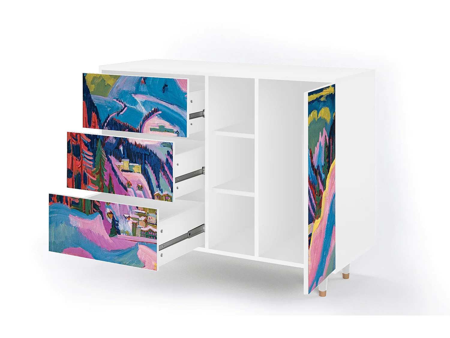 Buffet - 125x98x48 cm - BS2 - Davos Winter, Blanc