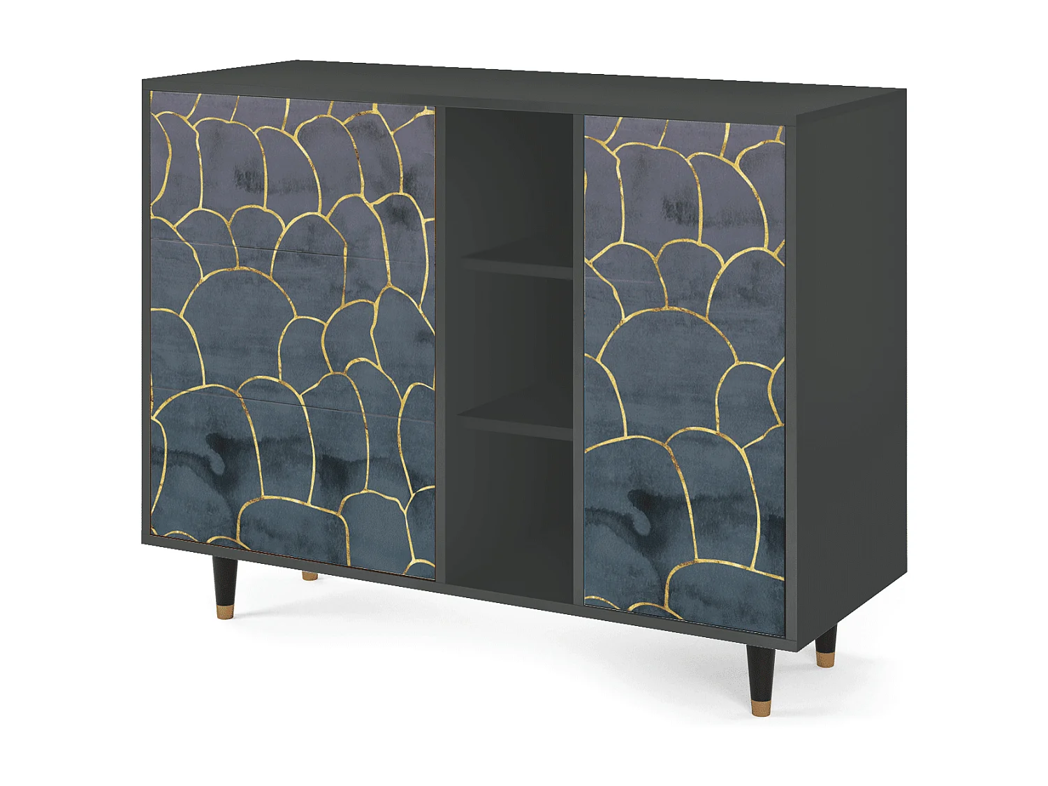 Dressoir - 125x98x48 cm - BS2 - Blue Lagoon, Antraciet