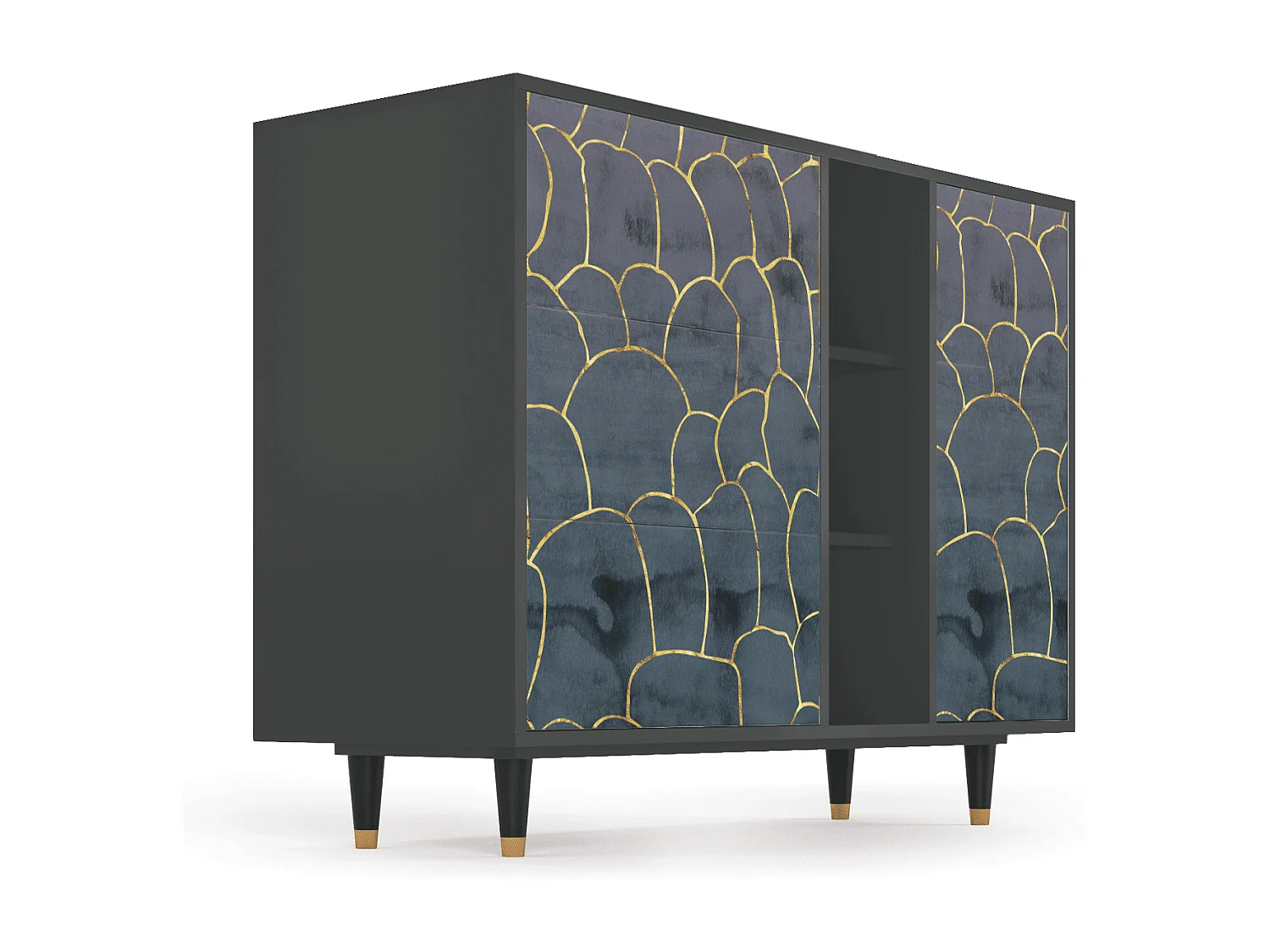 Dressoir - 125x98x48 cm - BS2 - Blue Lagoon, Antraciet
