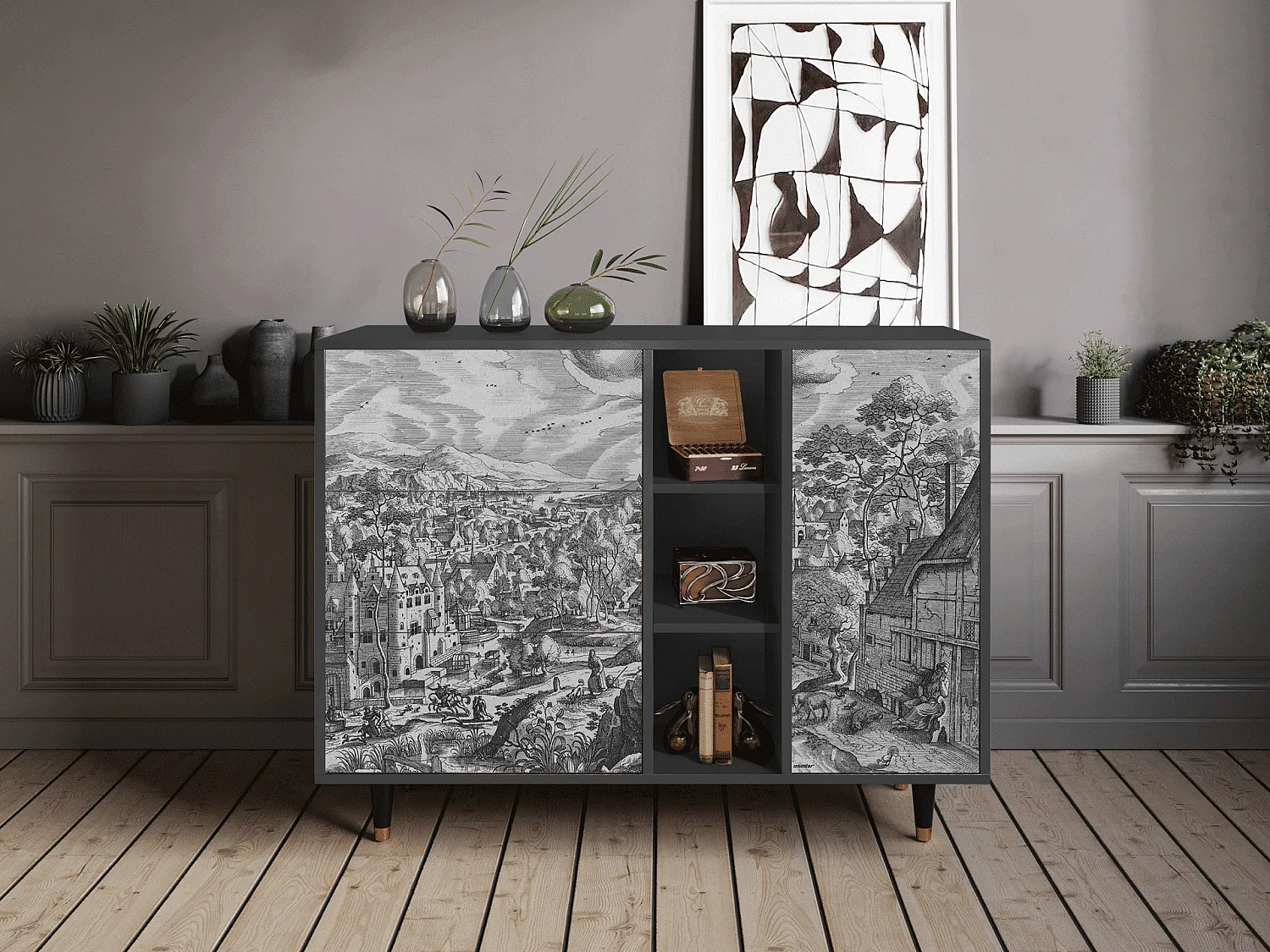 Credenza - 125x98x48 cm - BS2 - Bird Dropping, Antracite