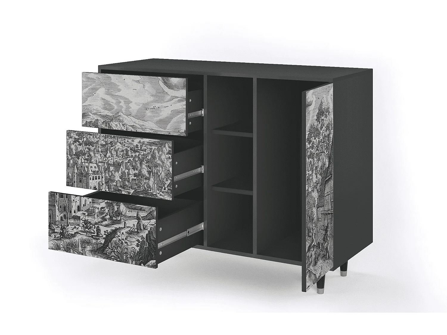 Credenza - 125x98x48 cm - BS2 - Bird Dropping, Antracite