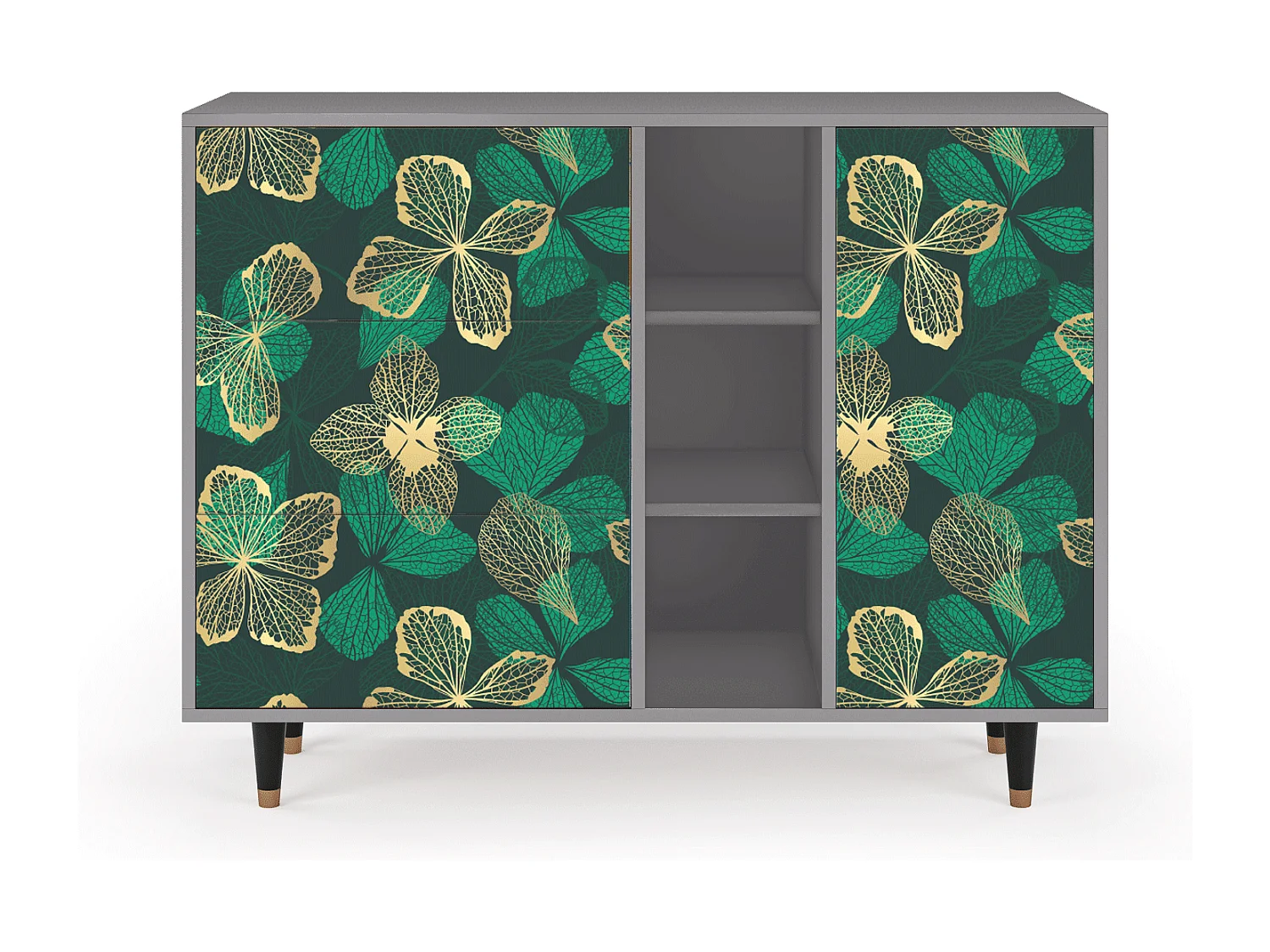 Kredens - 125x98x48 cm - BS2 - Green Flower, Szary