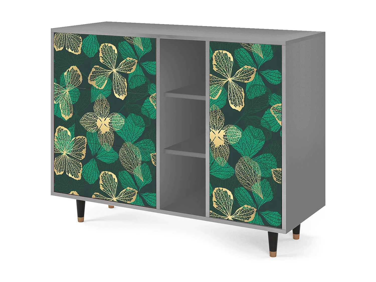 Kredens - 125x98x48 cm - BS2 - Green Flower, Szary