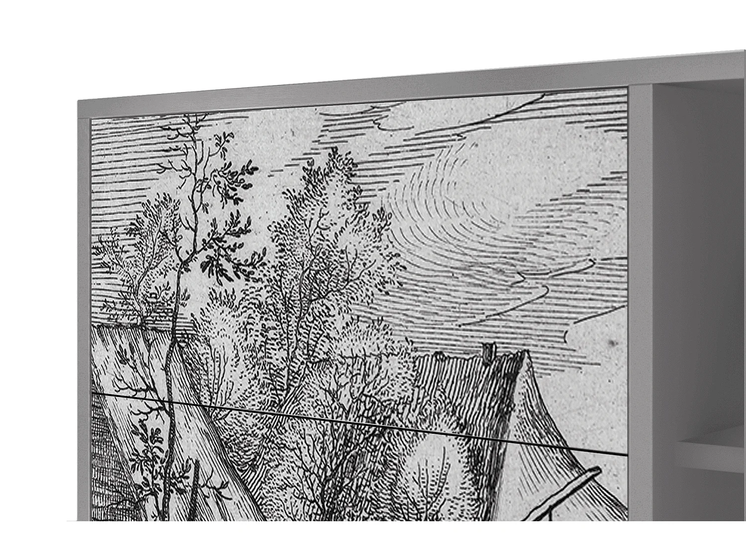 Kredens - 125x98x48 cm - BS2 - Farms in a Village, Szary