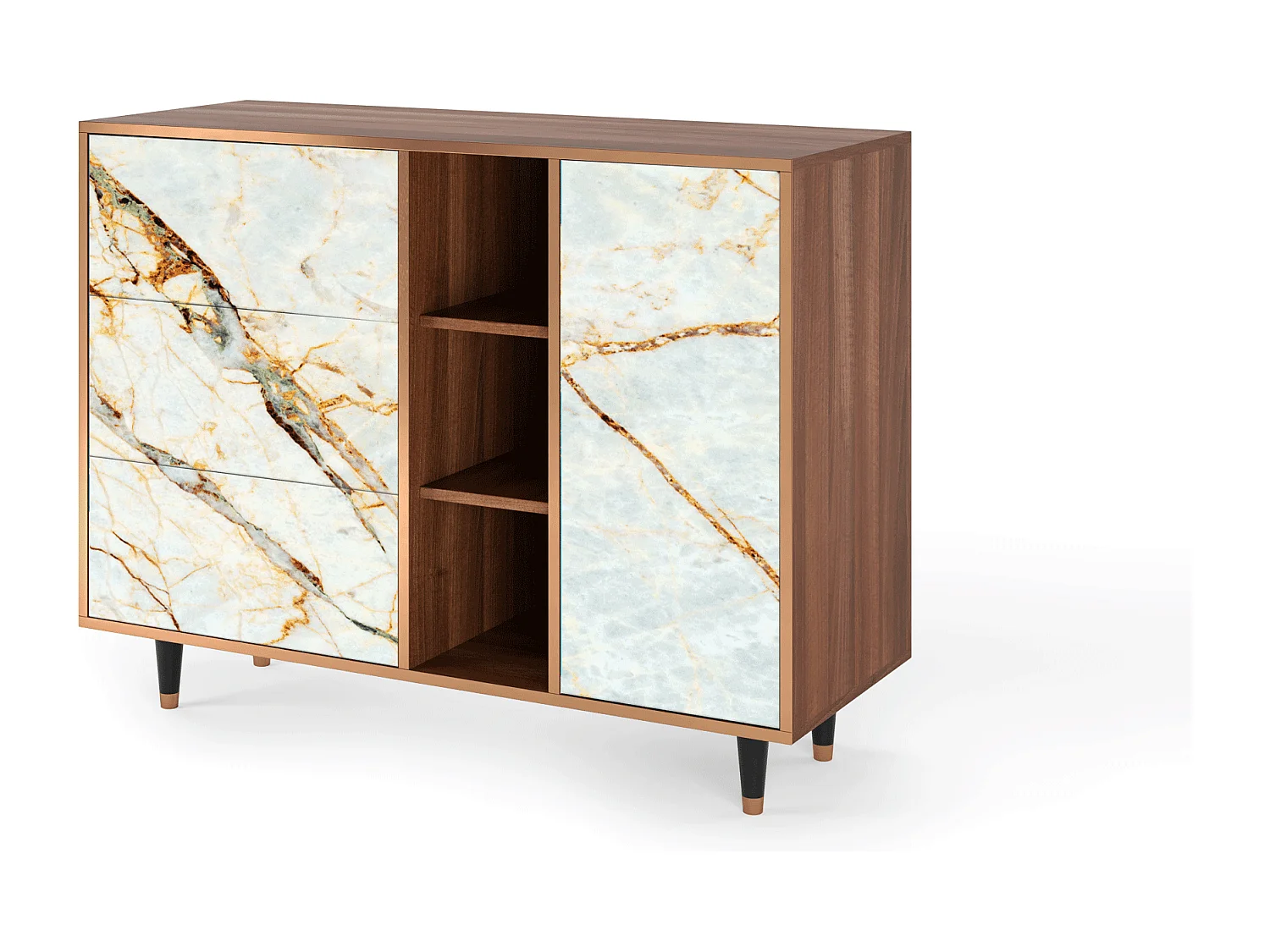 Buffet - 125x98x48 cm - BS2 - Sabley Marble, Noyer
