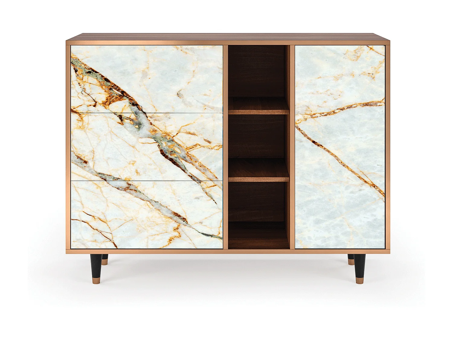 Buffet - 125x98x48 cm - BS2 - Sabley Marble, Noyer