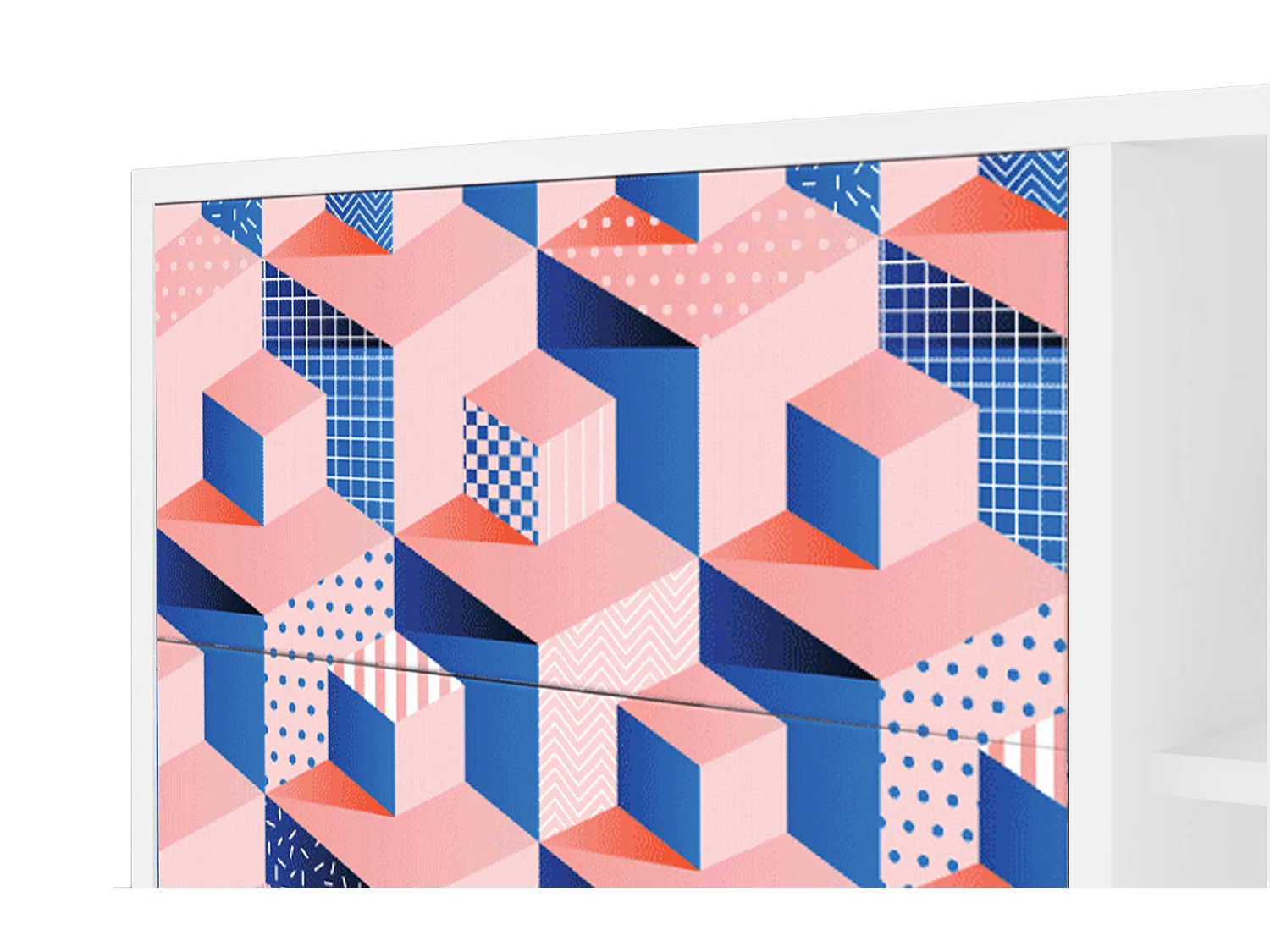 Buffet - 125x98x48 cm - BS2 - Pinky Squares, Blanc