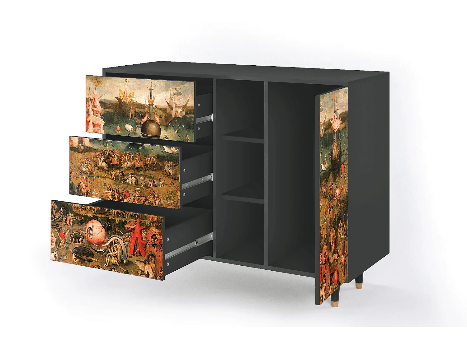 Kredens - 125x98x48 cm - BS2 - Garden of Delights , Antracyt