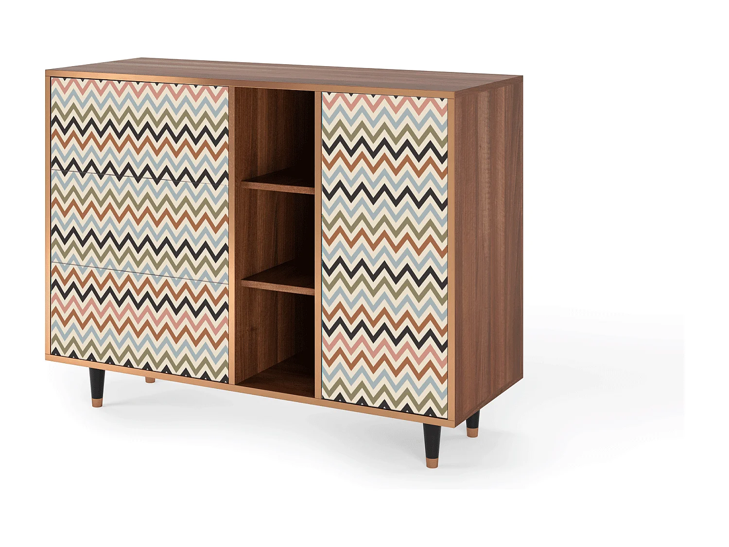 Dressoir - 125x98x48 cm - BS2 - Bright Ripple, Walnoot