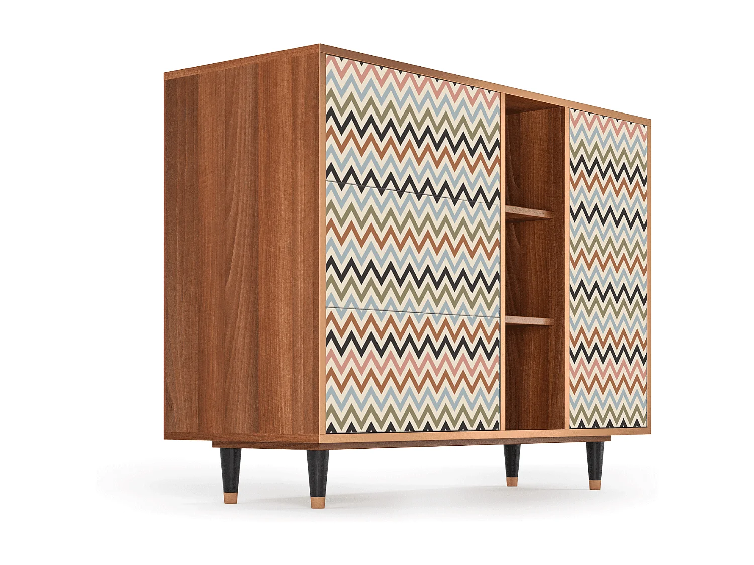 Dressoir - 125x98x48 cm - BS2 - Bright Ripple, Walnoot