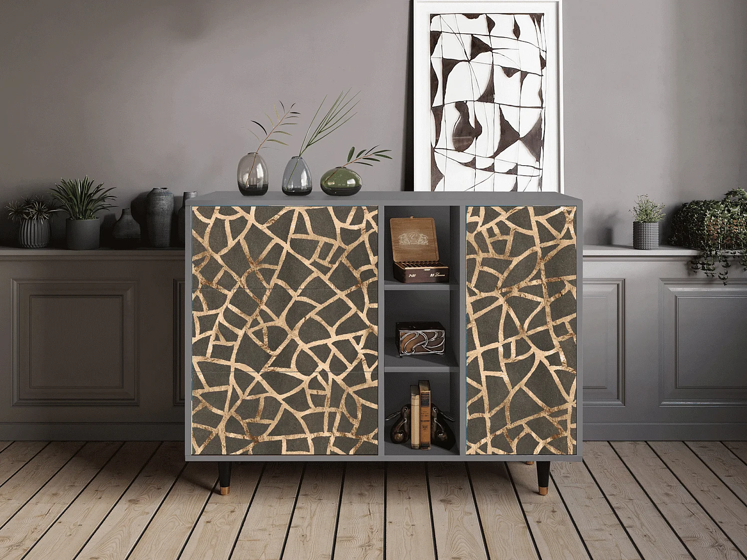 Buffet - 125x98x48 cm - BS2 - Enlarged Leaf, Gris