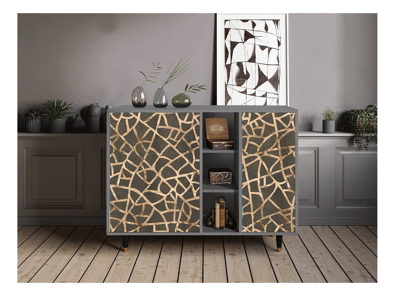 Buffet - 125x98x48 cm - BS2 - Enlarged Leaf, Gris