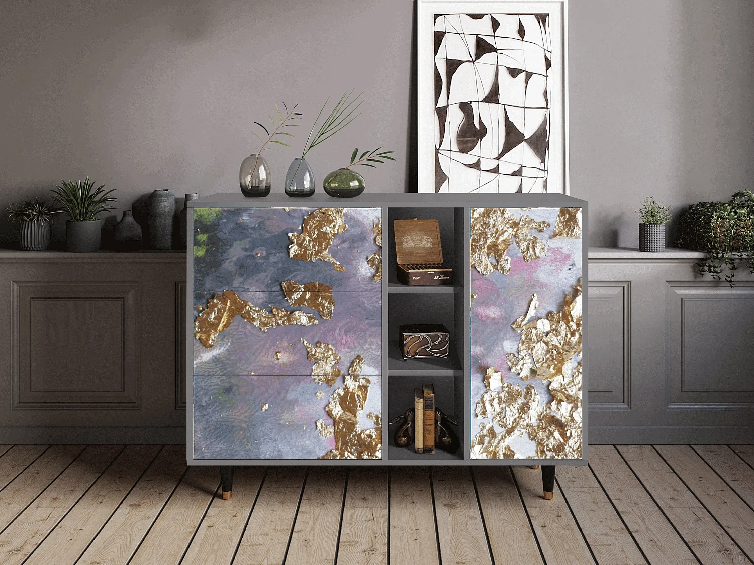 Buffet - 125x98x48 cm - BS2 - Planet Earth, Gris