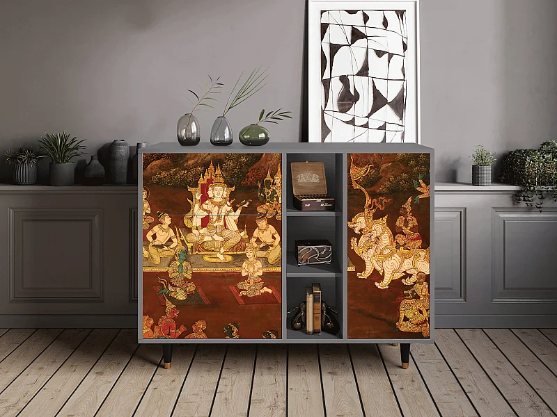 Buffet - 125x98x48 cm - BS2 - Malyavan, Gris