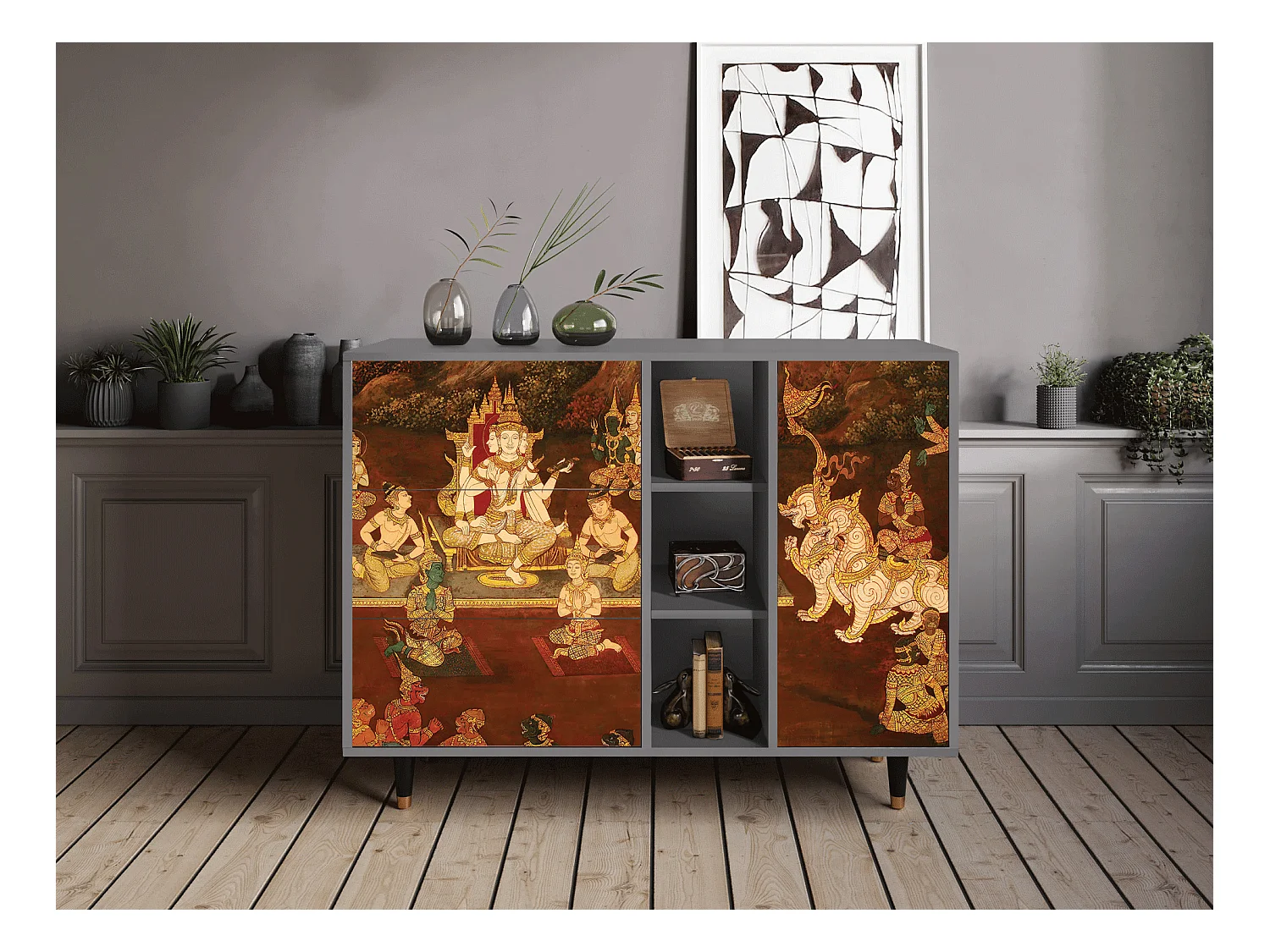 Credenza - 125x98x48 cm - BS2 - Malyavan, Grigio