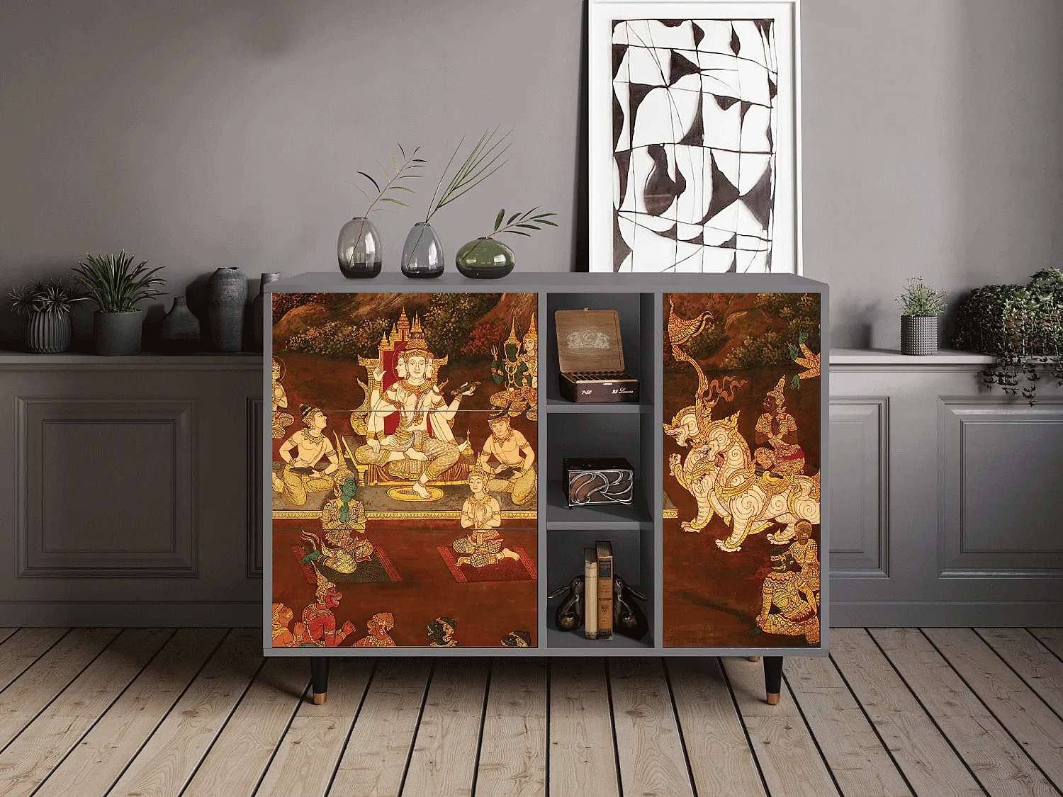 Dressoir - 125x98x48 cm - BS2 - Malyavan, Grijs