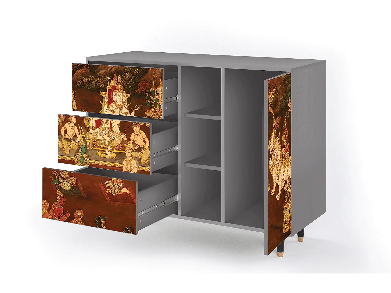 Buffet - 125x98x48 cm - BS2 - Malyavan, Gris