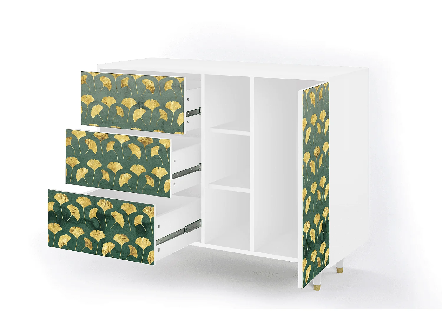 Credenza - 125x98x48 cm - BS2 - Gingko leaves, Bianco