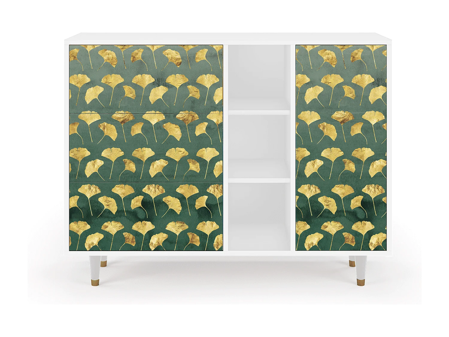 Buffet - 125x98x48 cm - BS2 - Gingko leaves, Blanc