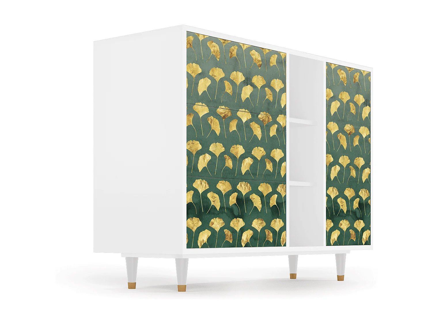 Buffet - 125x98x48 cm - BS2 - Gingko leaves, Blanc