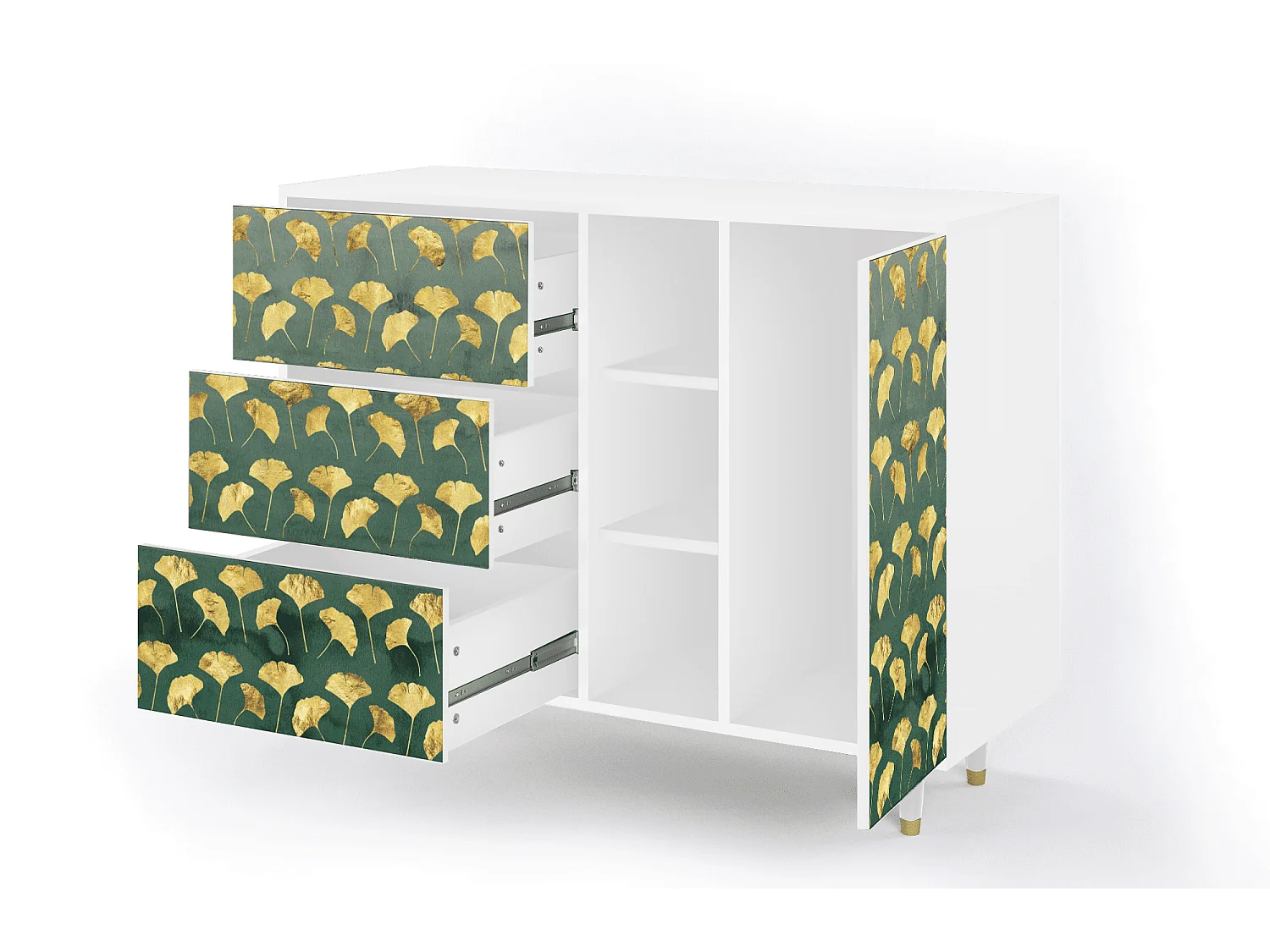 Credenza - 125x98x48 cm - BS2 - Gingko leaves, Bianco
