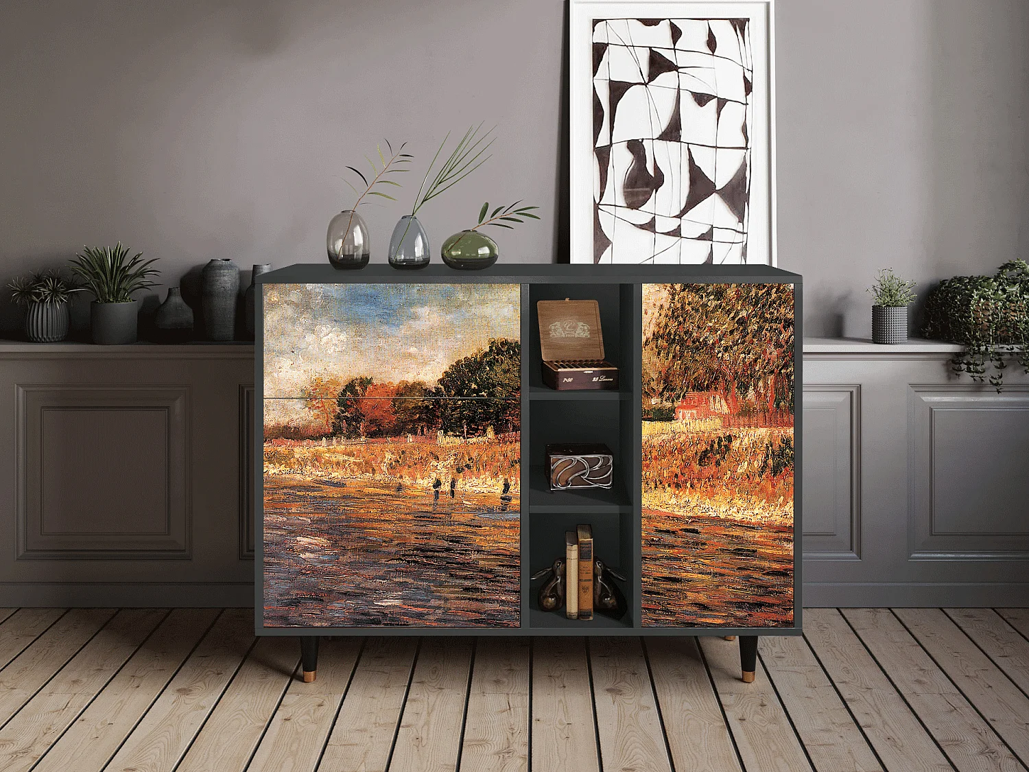Dressoir - 125x98x48 cm - BS2 - The Banks, Antraciet