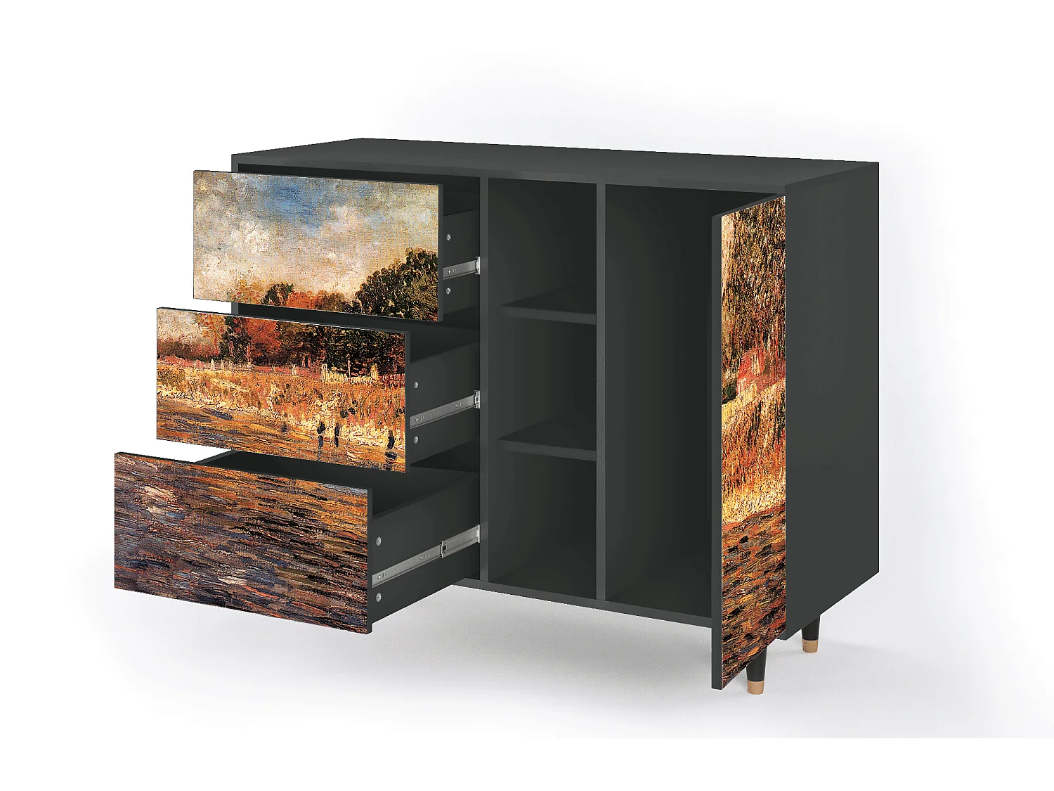 Dressoir - 125x98x48 cm - BS2 - The Banks, Antraciet