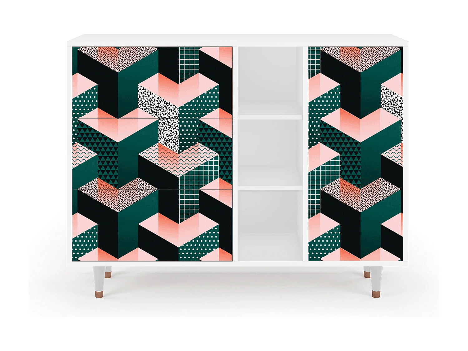 Buffet - 125x98x48 cm - BS2 - Geometric Madness, Blanc