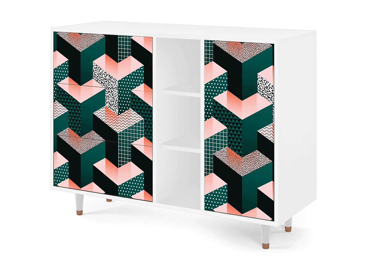 Buffet - 125x98x48 cm - BS2 - Geometric Madness, Blanc
