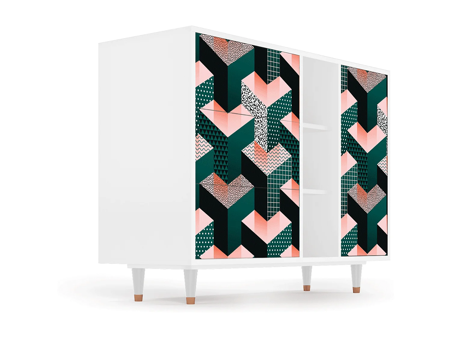 Buffet - 125x98x48 cm - BS2 - Geometric Madness, Blanc