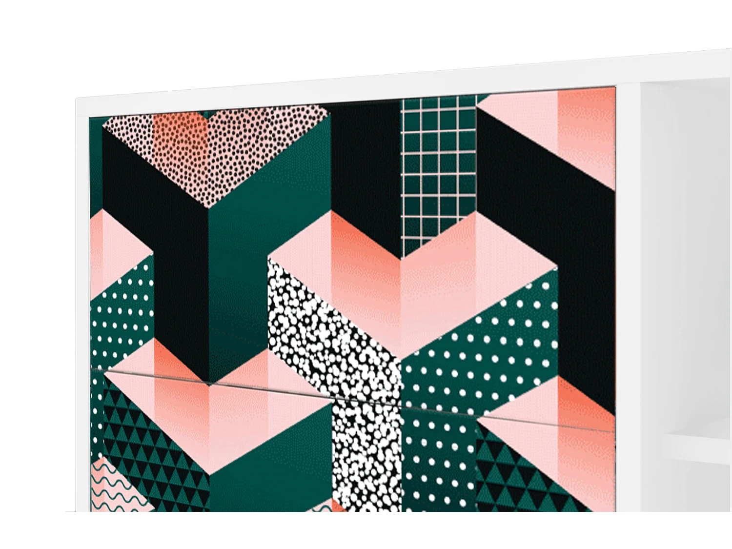 Buffet - 125x98x48 cm - BS2 - Geometric Madness, Blanc