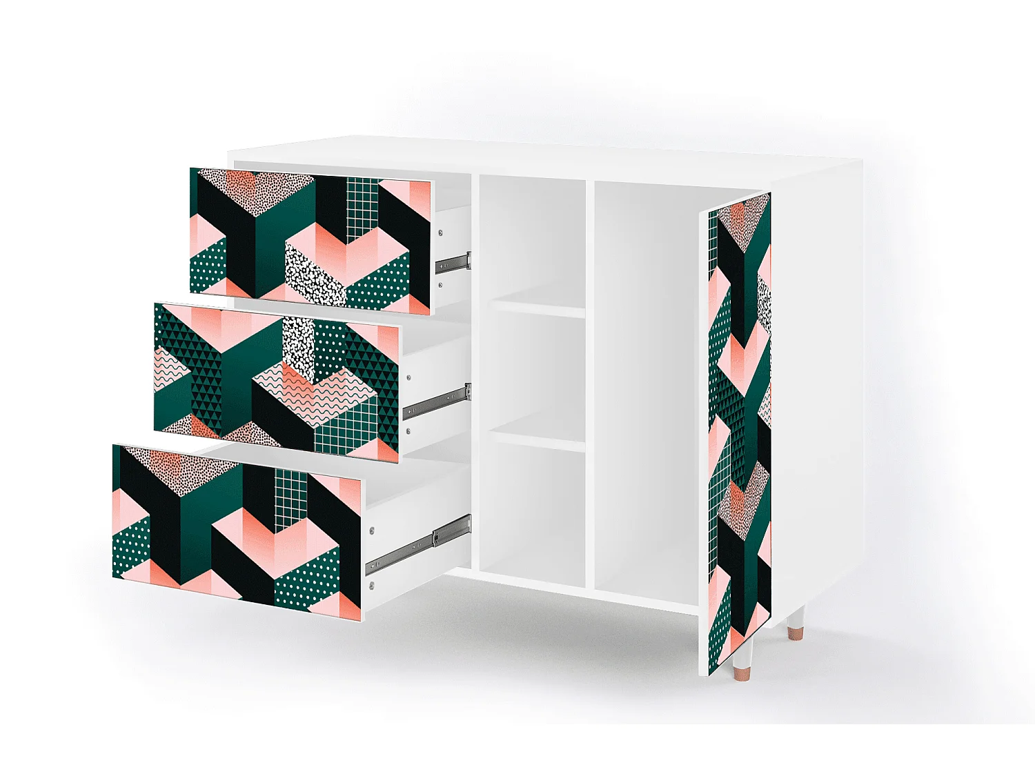 Buffet - 125x98x48 cm - BS2 - Geometric Madness, Blanc