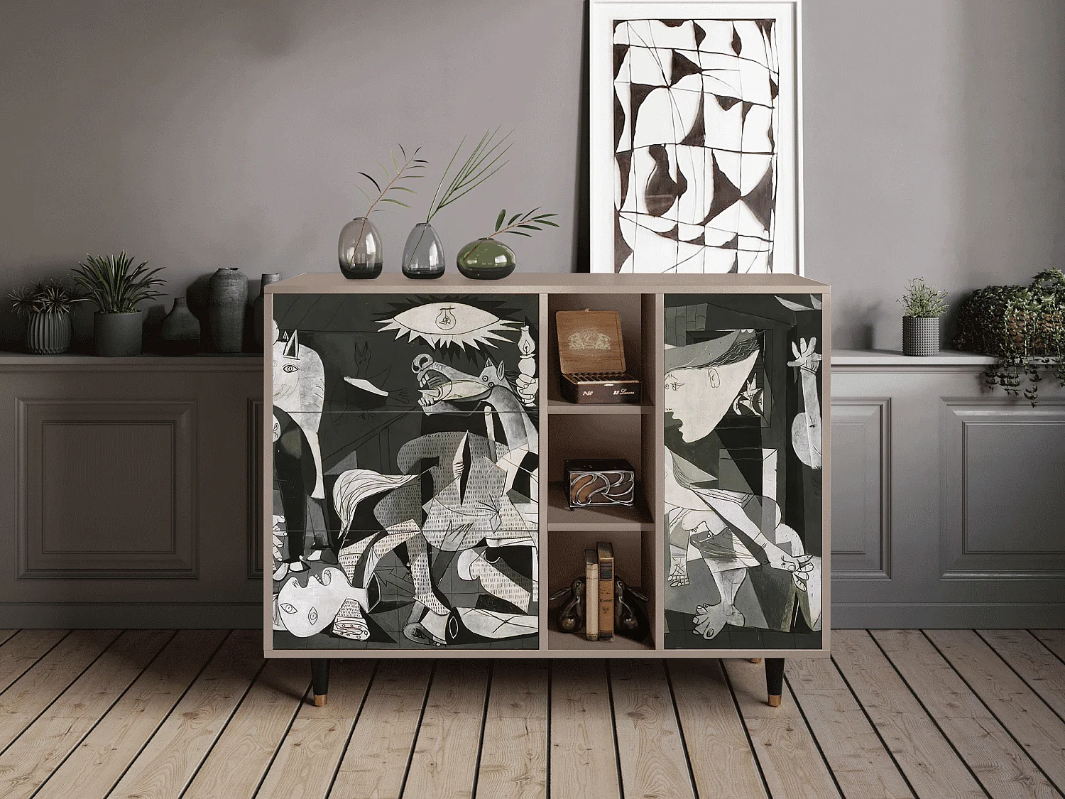 Buffet - 125x98x48 cm - BS2 - Guernica by Picasso, Latte