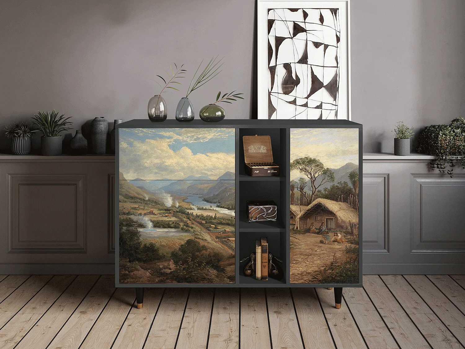 Credenza - 125x98x48 cm - BS2 - View Across the Plains , Antracite