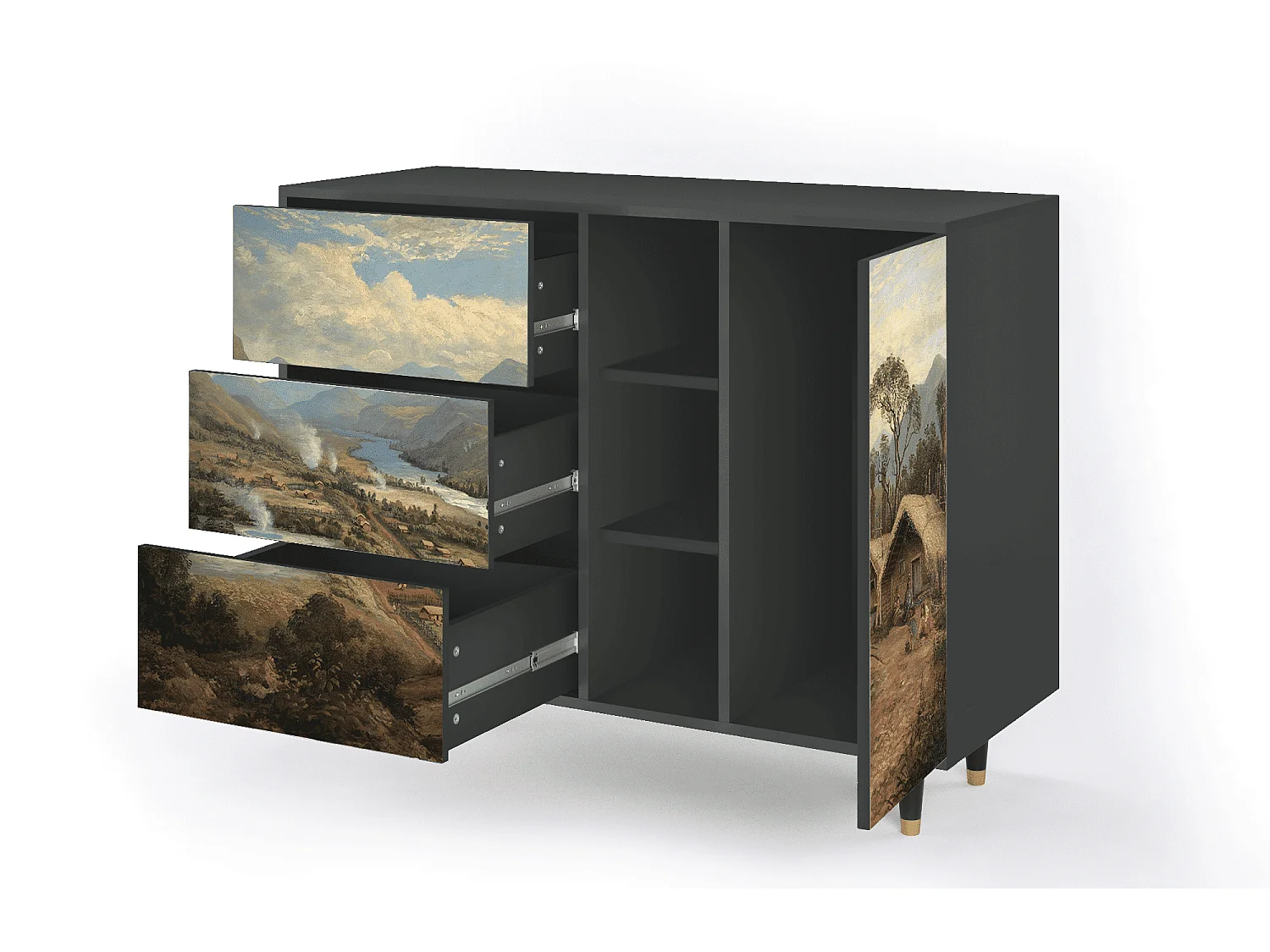 Credenza - 125x98x48 cm - BS2 - View Across the Plains , Antracite